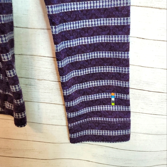 SMARTWOOL 100% MERINO WOOL 250 MIDWEIGHT BASE LAYER PURPLE STRIPE, SZ LARGE - Picture 5 of 13